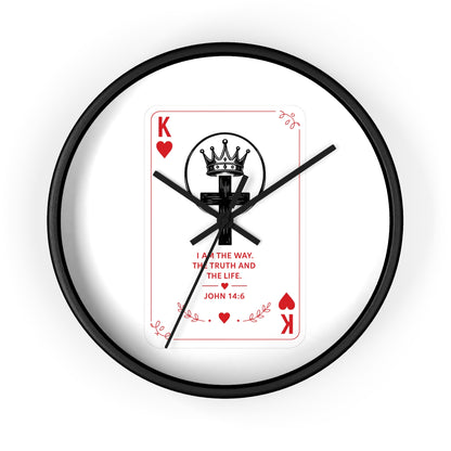 King of Hearts Christian Wall Clock — John 14:6 Playing Card Design