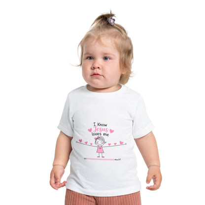 Baby T-Shirt - "I Know Jesus Loves Me" Pink Hearts Christian Infant Tee