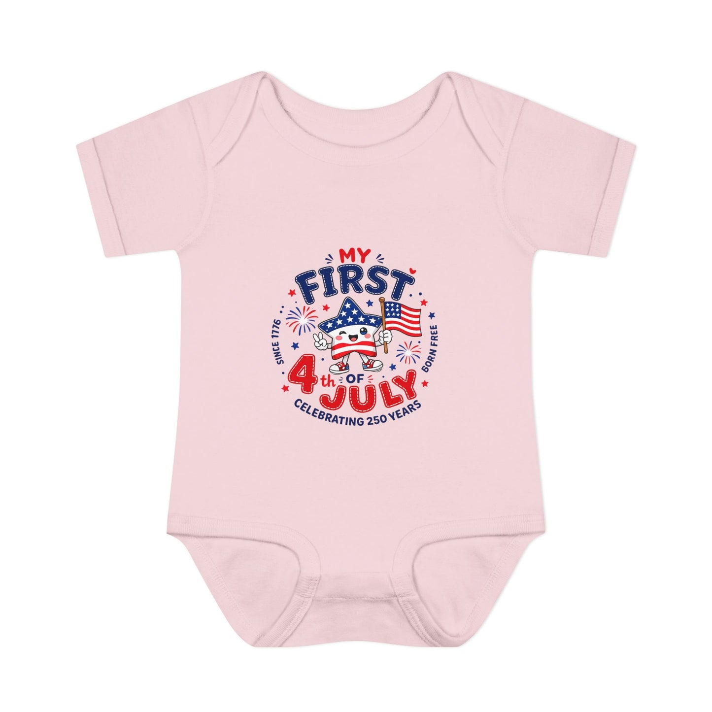 Baby Bodysuit – "My First 4th of July" Patriotic Infant Onesie