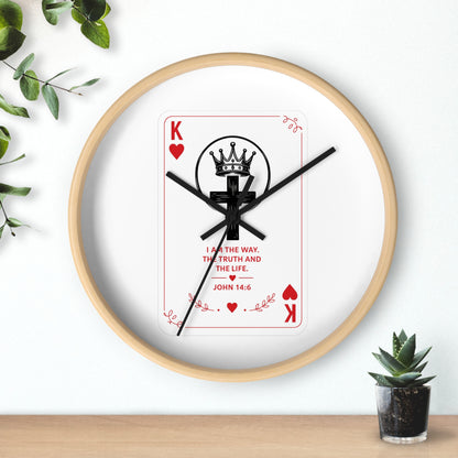 King of Hearts Christian Wall Clock — John 14:6 Playing Card Design
