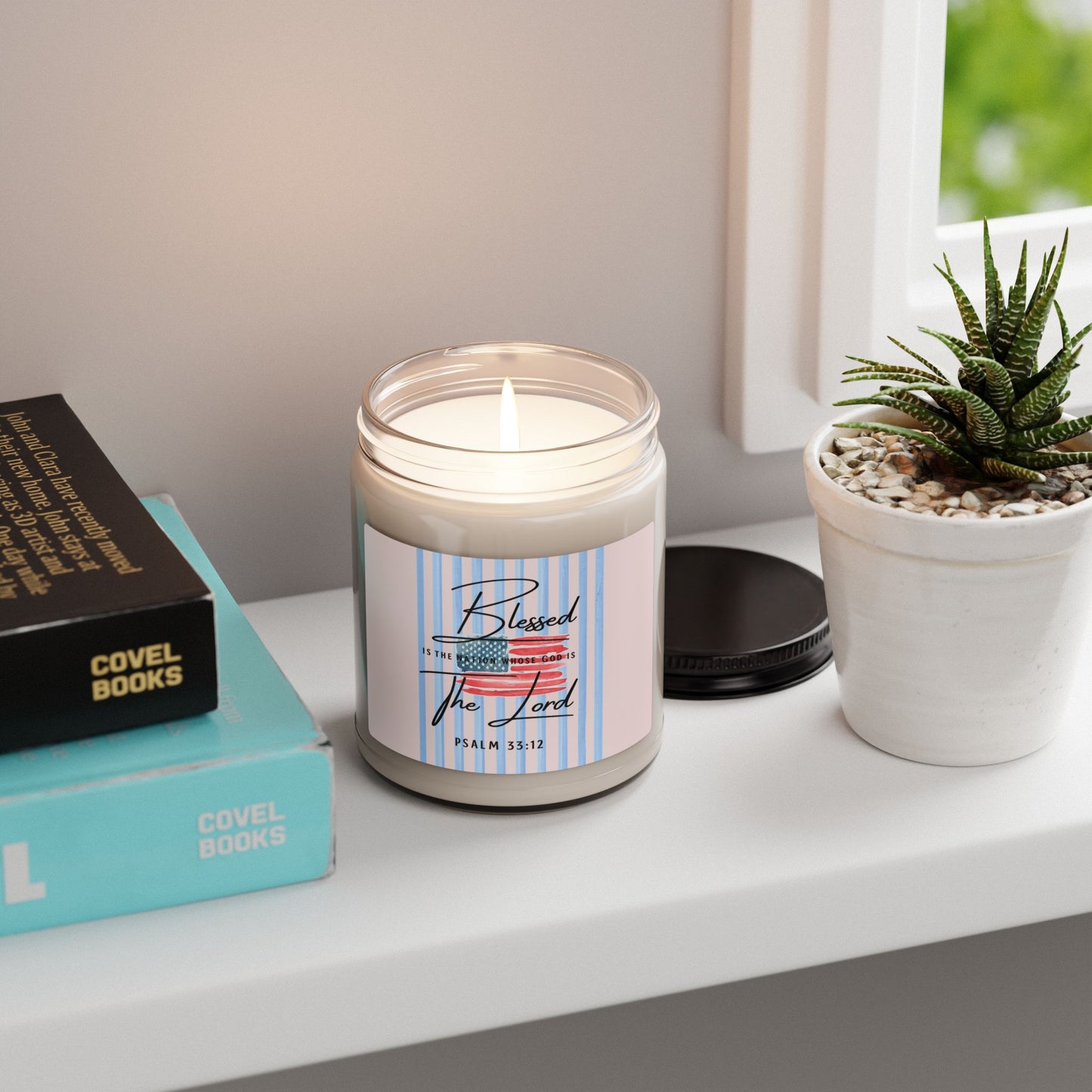 Blessed The Lord Soy Candle — Psalm 33:12 Patriotic Scented 9oz