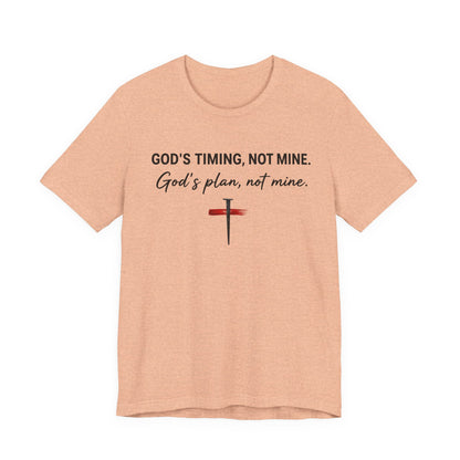 God's Timing, Not Mine Tee — Christian Faith Cross T-Shirt