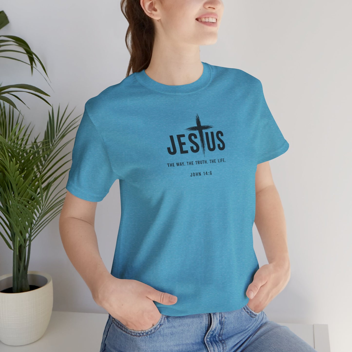 Jesus Cross T‑Shirt - "Jesus: The Way the Truth the Life" Bible Verse Tee (John 14:6)