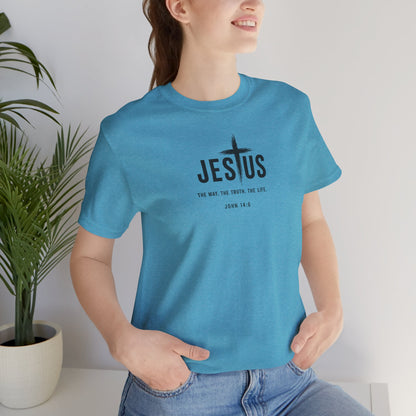 Jesus Cross T‑Shirt - "Jesus: The Way the Truth the Life" Bible Verse Tee (John 14:6)