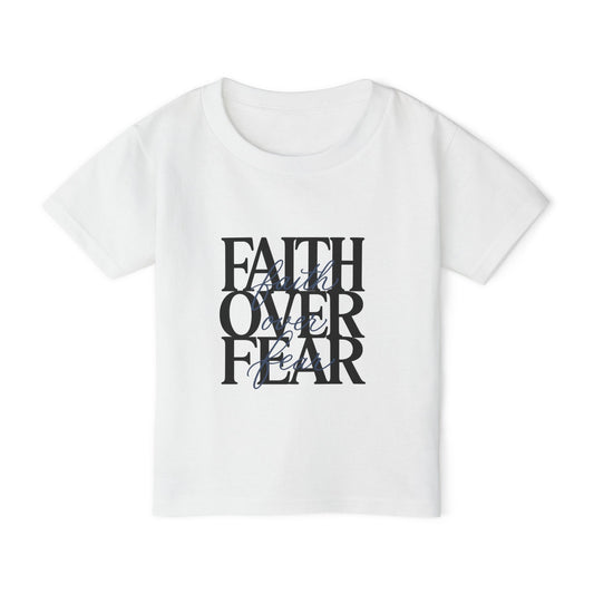 Toddler T‑Shirt — "Faith Over Fear" Scripture Graphic, Christian Kids Tee