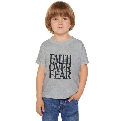 Toddler T‑Shirt — "Faith Over Fear" Scripture Graphic, Christian Kids Tee