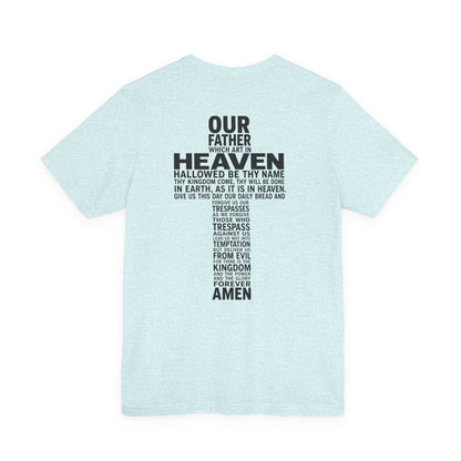 Faith Cross T‑Shirt — 'Our Father' Prayer Typography Tee