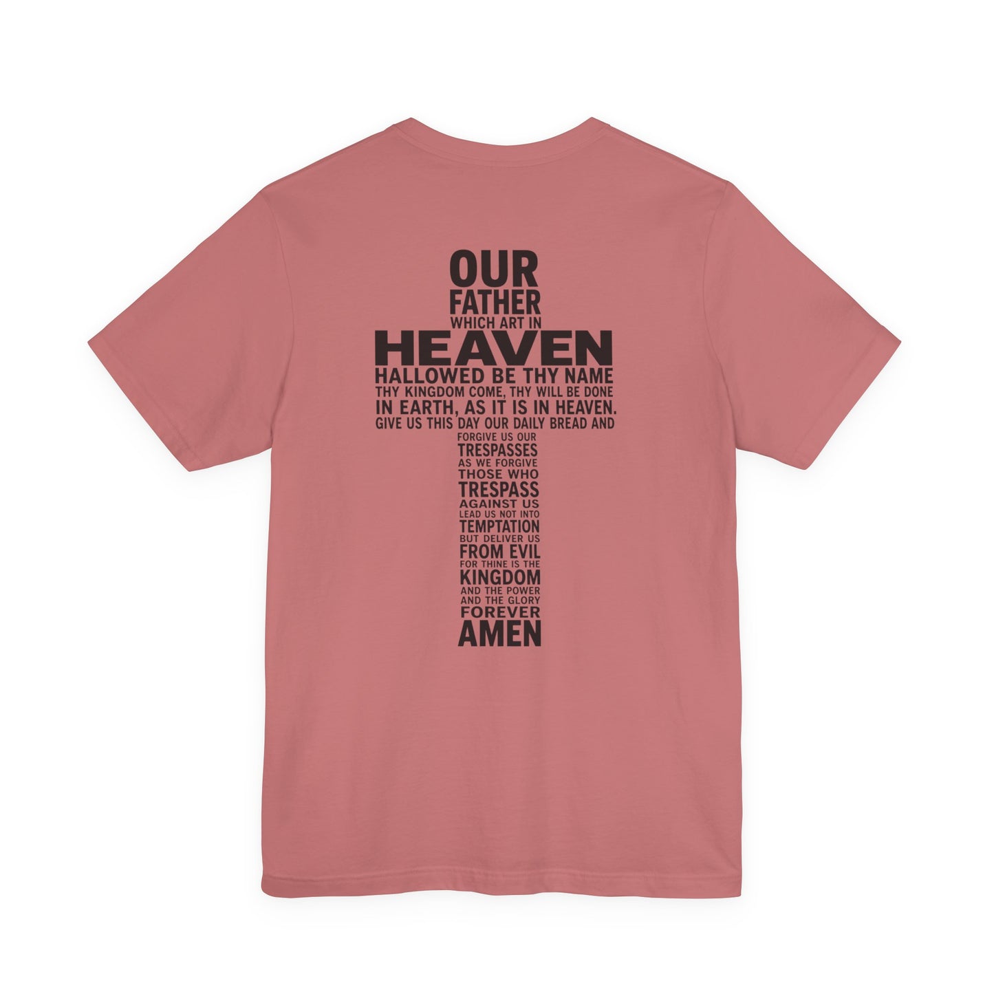Faith Cross T‑Shirt — 'Our Father' Prayer Typography Tee