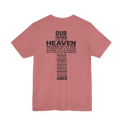 Faith Cross T‑Shirt — 'Our Father' Prayer Typography Tee