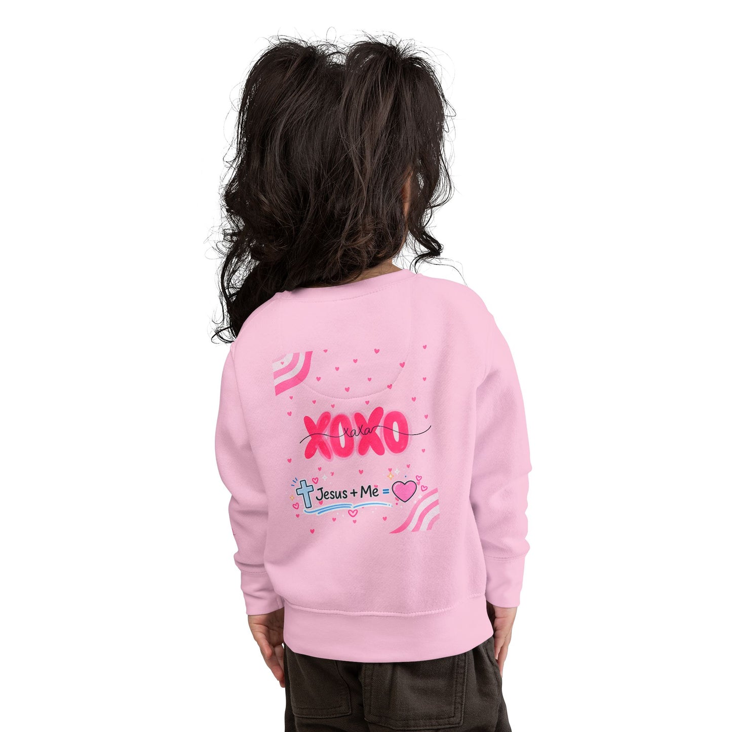 Toddler Sweatshirt - Pink Floral Flamingo "She is clothed" Valentine XOXO