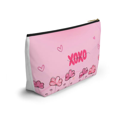 Flamingo Floral Accessory Pouch — Pink T‑Bottom Makeup Bag