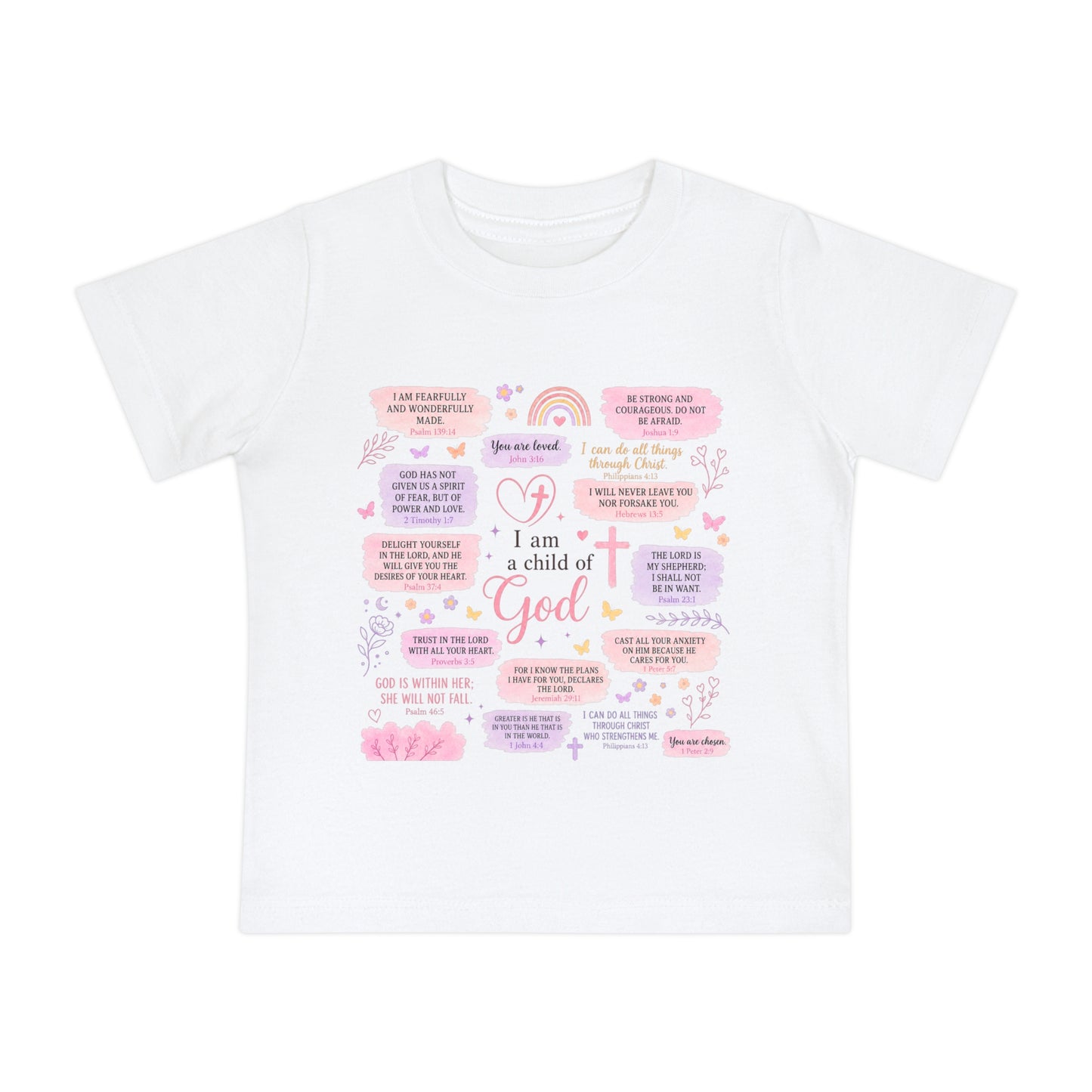 Baby T-Shirt — 'I Am a Child of God' Christian Infant Tee (Romans 8:31, Patriotic Bow Back)