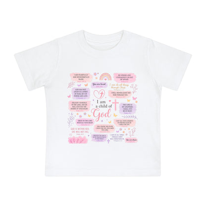 Baby T-Shirt — 'I Am a Child of God' Christian Infant Tee (Romans 8:31, Patriotic Bow Back)