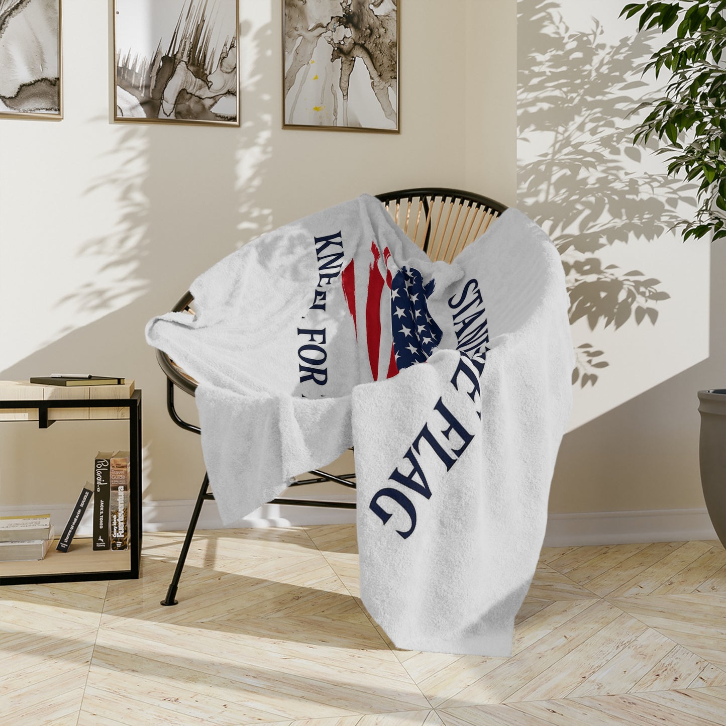 Stand for the Flag, Kneel for the Cross Velveteen Blanket