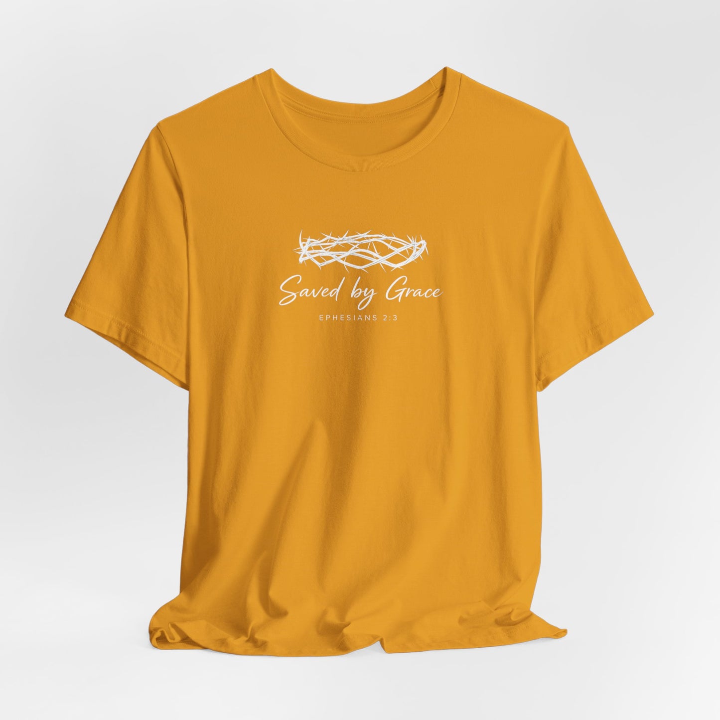 Faith Over Fear T-Shirt — "Saved by Grace" Christian Tee (Heart & Crown)