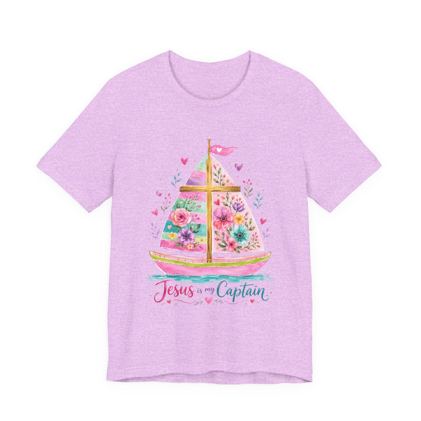 Jesus Is My Captain Floral Sailboat T-Shirt
