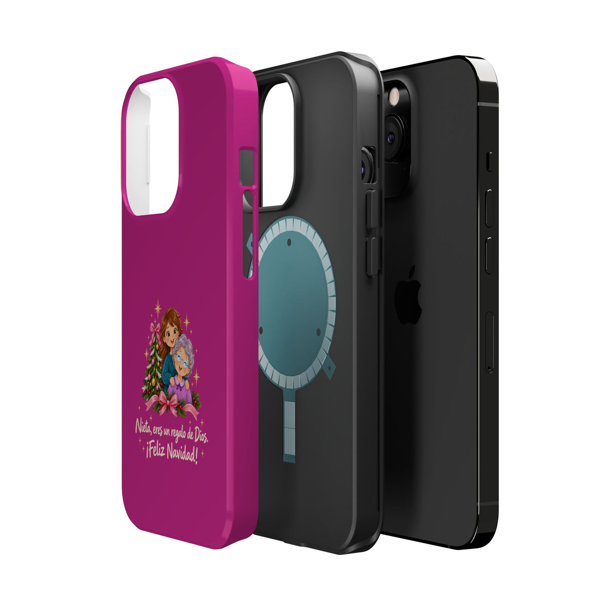 Magenta Christmas Grandma Phone Case — "Abuela, eres un regalo de Dios. ¡Feliz Navidad!" Magnetic Impact-Resistant