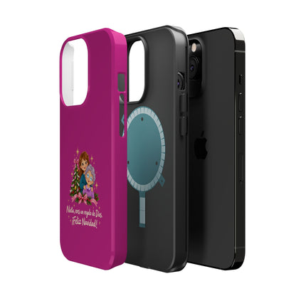 Magenta Christmas Grandma Phone Case — "Abuela, eres un regalo de Dios. ¡Feliz Navidad!" Magnetic Impact-Resistant