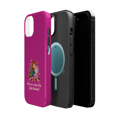 Magenta Christmas Grandma Phone Case — "Abuela, eres un regalo de Dios. ¡Feliz Navidad!" Magnetic Impact-Resistant