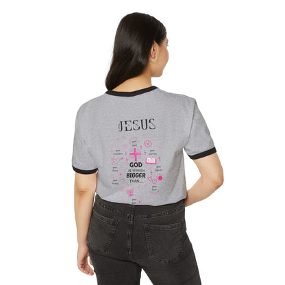 Christian Ringer T-Shirt — 'CHRIST' Front / 'JESUS' Back Religious Tee