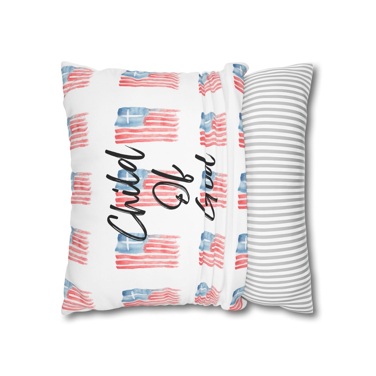 Blessed The Lord Pillowcase — Patriotic Psalm 33:12 Square Throw Pillow