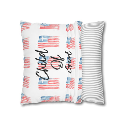 Blessed The Lord Pillowcase — Patriotic Psalm 33:12 Square Throw Pillow