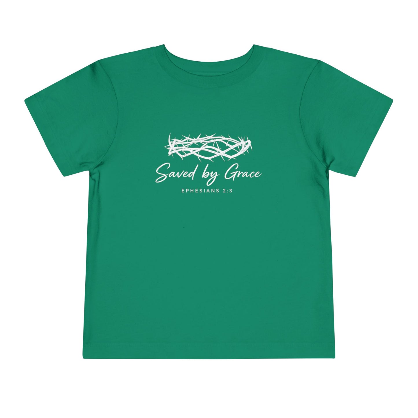 Toddler Tee — "Saved by Grace" Christian Crown of Thorns Shirt (Ephesians 2:8)