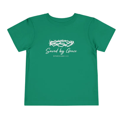 Toddler Tee — "Saved by Grace" Christian Crown of Thorns Shirt (Ephesians 2:8)