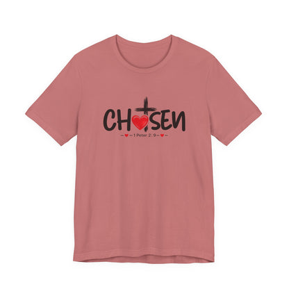 Chosen Cross Heart T-Shirt — Christian Faith Tee (1 Peter 2)