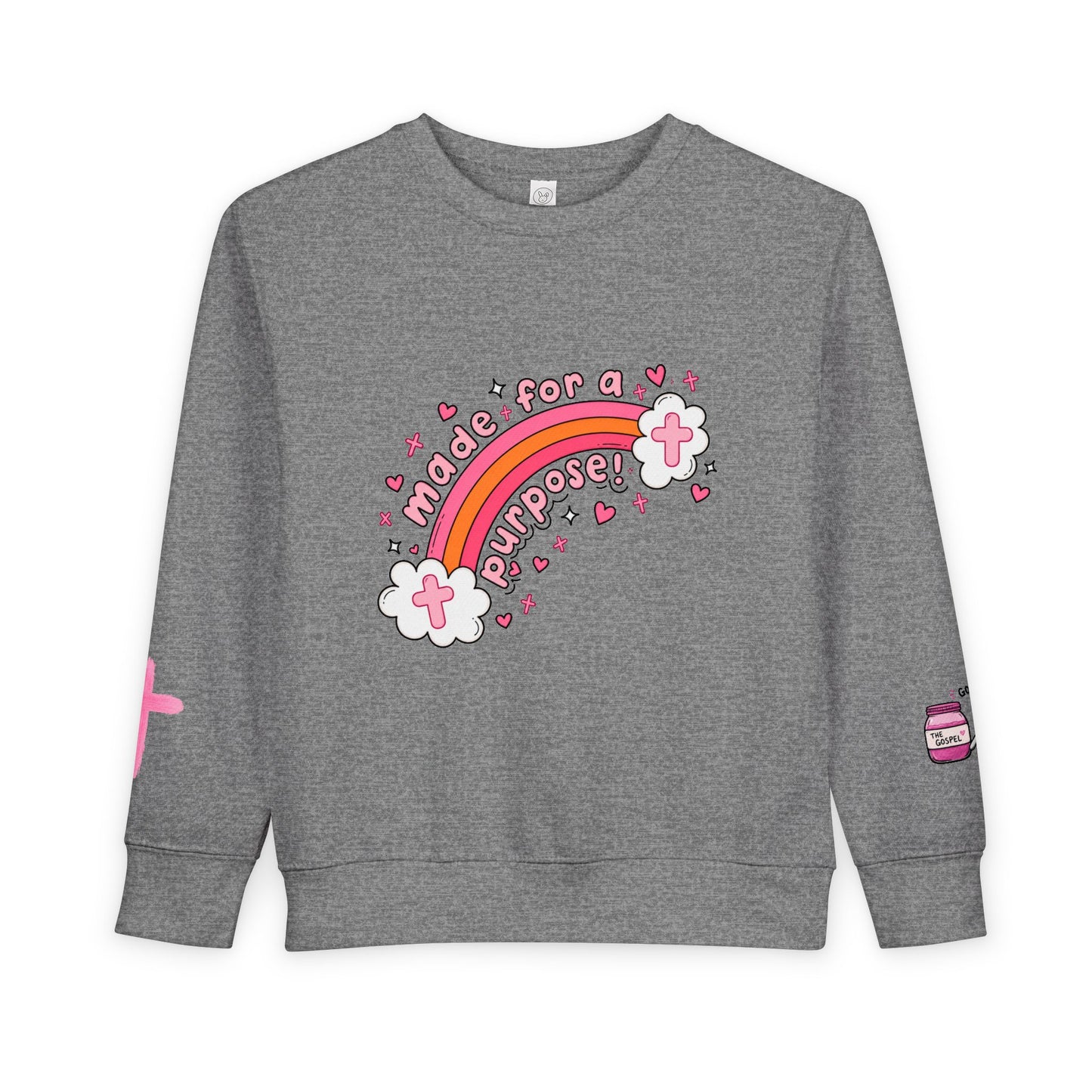 Toddler Sweatshirt — 'Made for a Purpose' Rainbow & 'God's Timing is Perfect' Pink Graphic