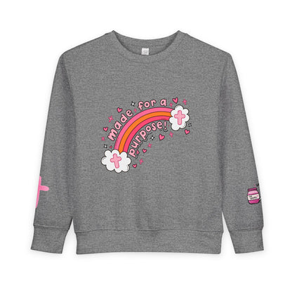 Toddler Sweatshirt — 'Made for a Purpose' Rainbow & 'God's Timing is Perfect' Pink Graphic