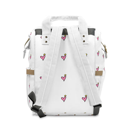 Christian Diaper Backpack — 'Jesus Pray' Convertible Baby Bag with Heart Pattern