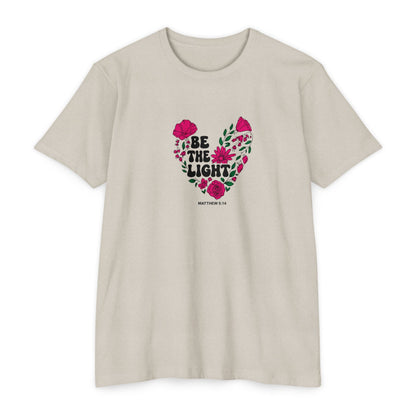Be The Light Floral T-Shirt — Matthew 5:14 Inspirational Tee
