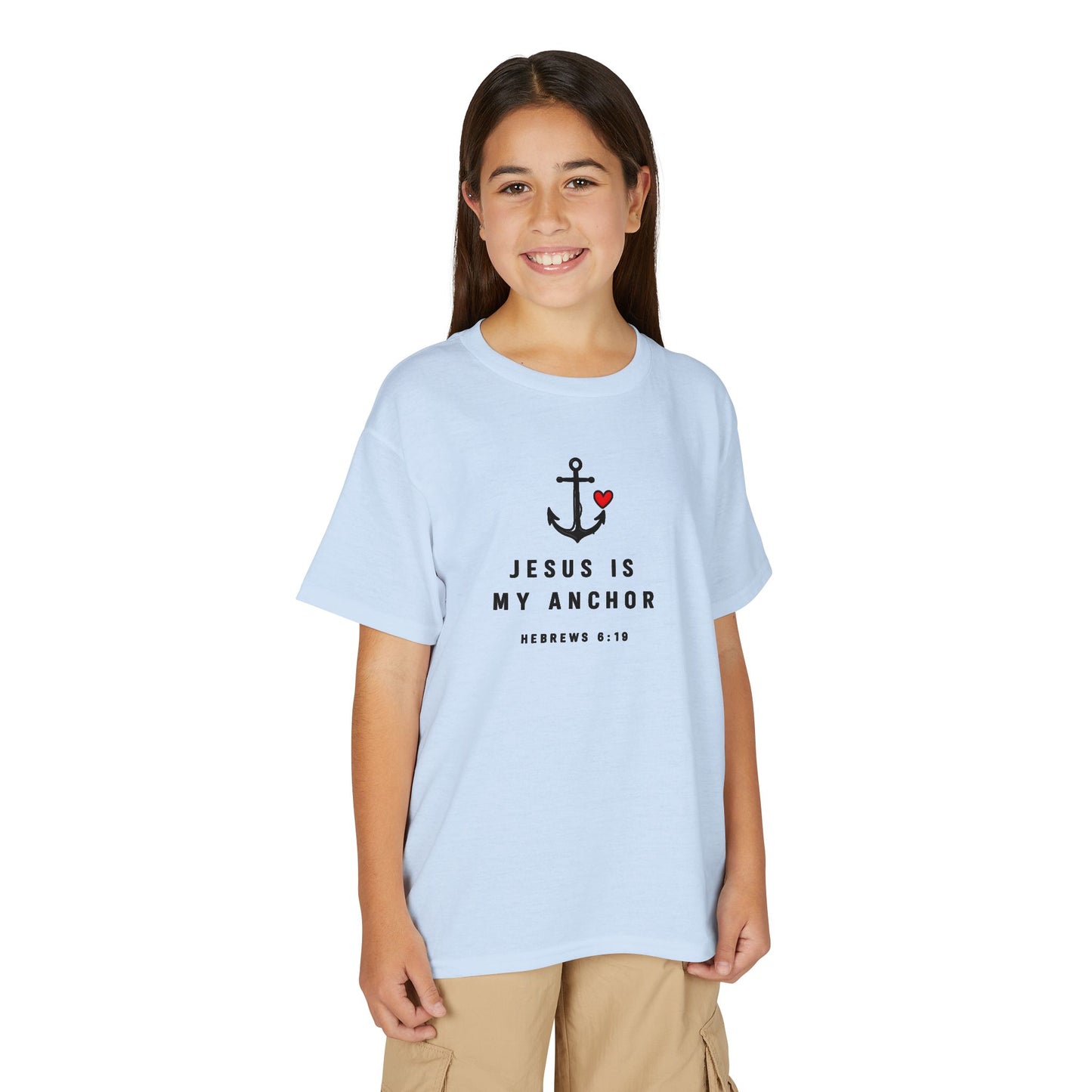 Youth T-Shirt — "Jesus Is My Anchor" Christian Kids Tee (Hebrews 6:19)