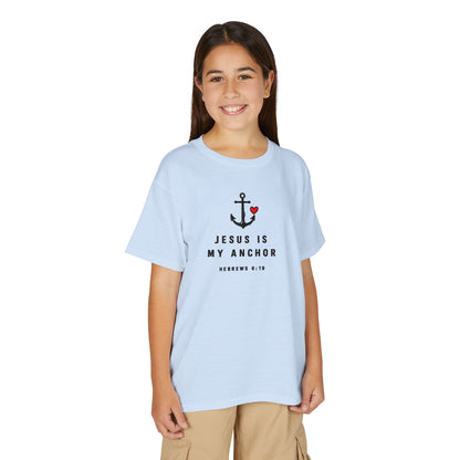 Youth T-Shirt — "Jesus Is My Anchor" Christian Kids Tee (Hebrews 6:19)