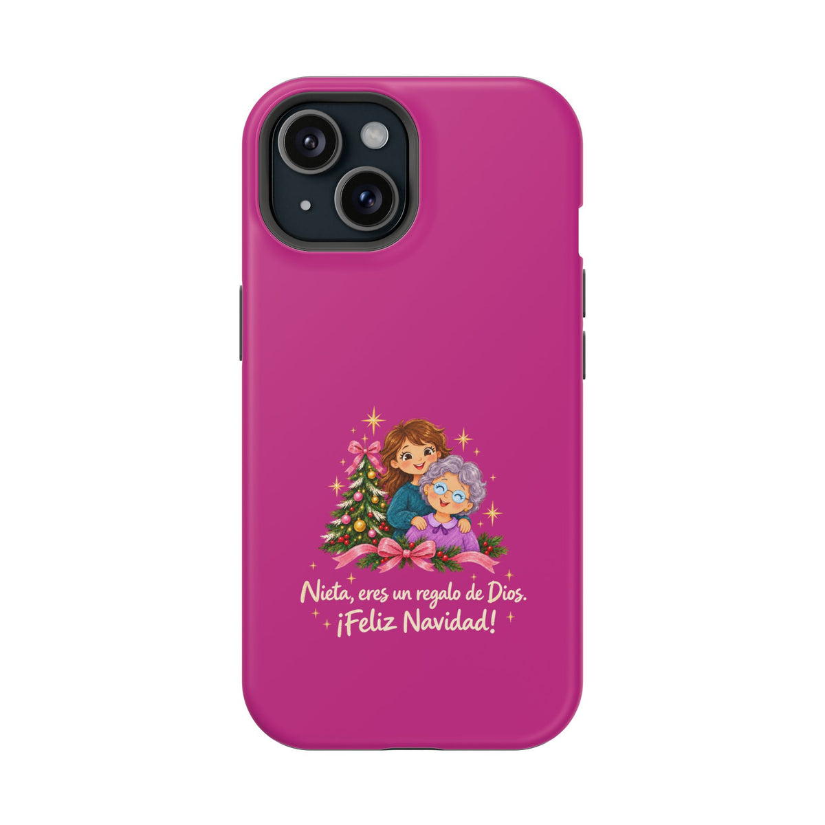 Magenta Christmas Grandma Phone Case — "Abuela, eres un regalo de Dios. ¡Feliz Navidad!" Magnetic Impact-Resistant