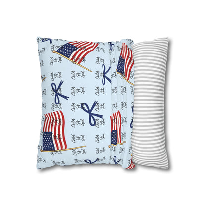 American Flag Throw Pillowcase – Patriotic "God Bless" Canvas Square Pillow Cover