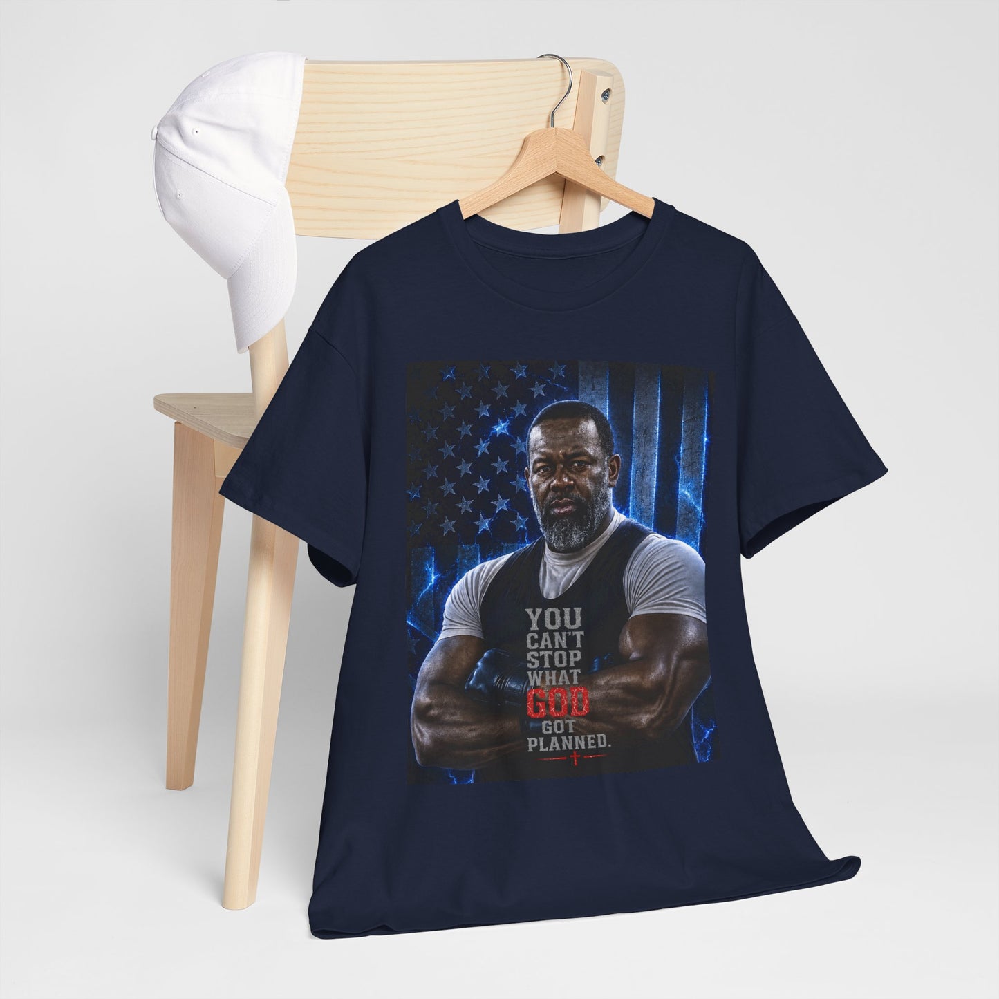 Patriotic Faith Tee — "You Can't Stop What God Has Planned"