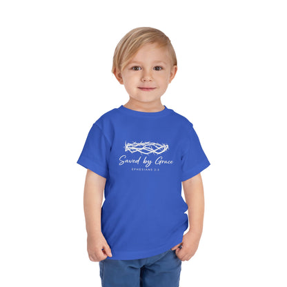 Toddler Tee — "Saved by Grace" Christian Crown of Thorns Shirt (Ephesians 2:8)