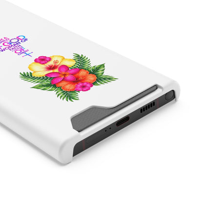 Phone Case with Card Holder — Floral Cross Design: "I Am a Child of God, A Woman of Faith"