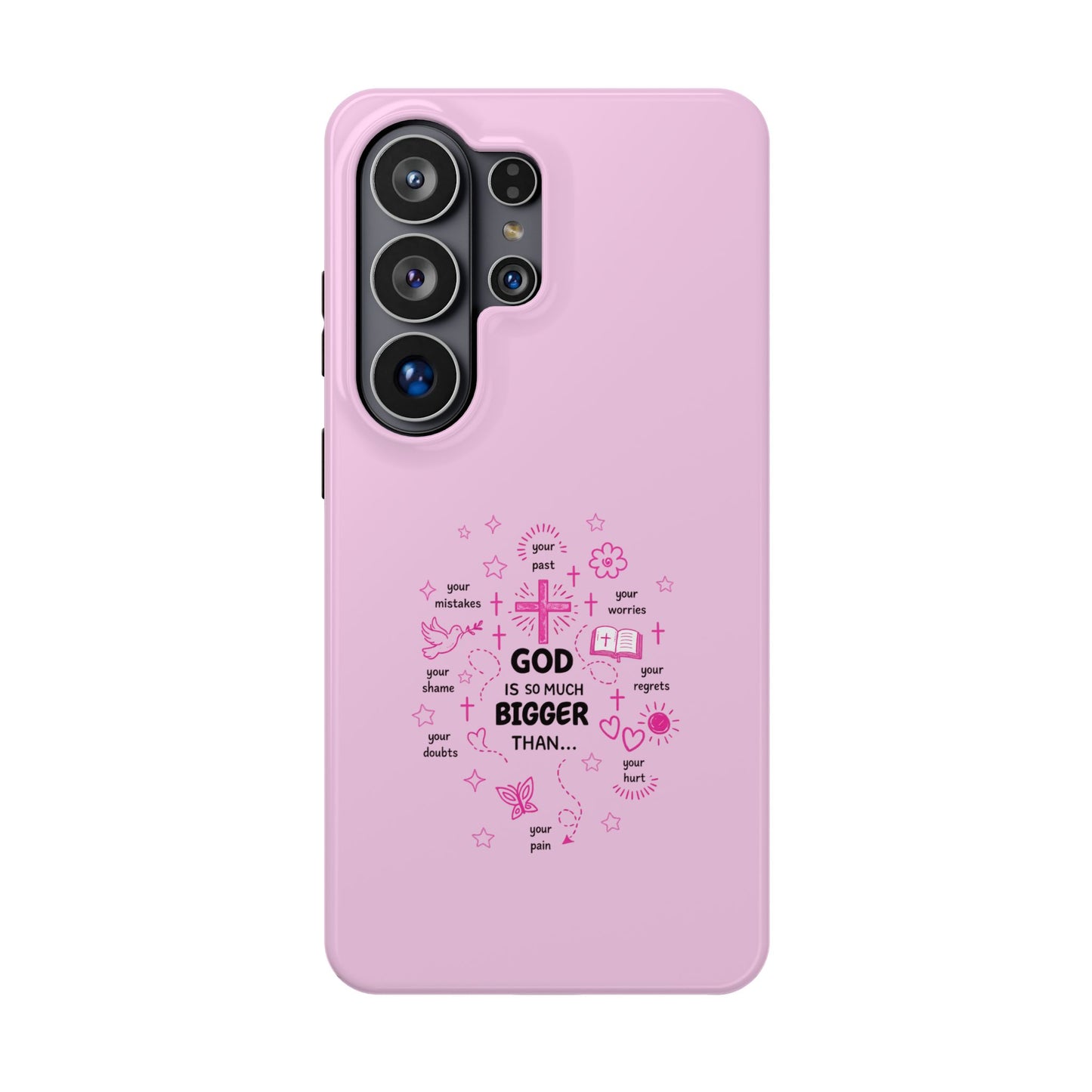 Pink Faith Phone Case — "God Is So Much Bigger Than..." Magnetic Impact-Resistant Case