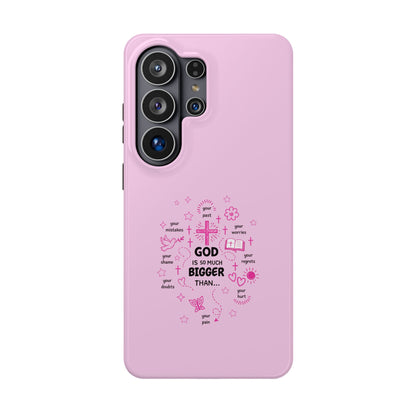 Pink Faith Phone Case — "God Is So Much Bigger Than..." Magnetic Impact-Resistant Case