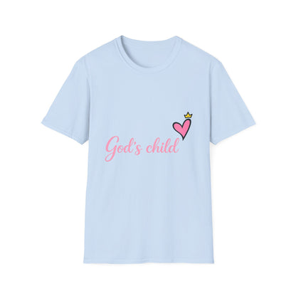 God's Child T-Shirt — Pink Heart Christian Faith Tee