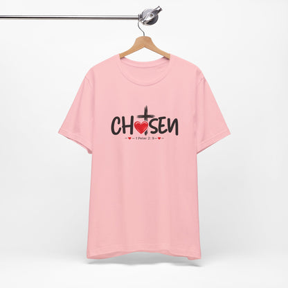 Chosen Cross Heart T-Shirt — Christian Faith Tee (1 Peter 2)