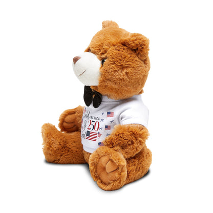 Patriotic 'America 250' Teddy Bear in T-Shirt — Cute Independence Day Gift
