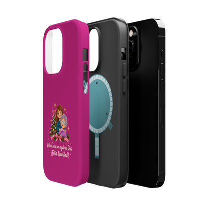 Magenta Christmas Grandma Phone Case — "Abuela, eres un regalo de Dios. ¡Feliz Navidad!" Magnetic Impact-Resistant