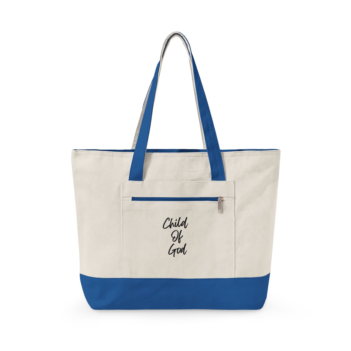 Canvas Tote Bag — "Child of God" & Watercolor Flag Zippered Tote