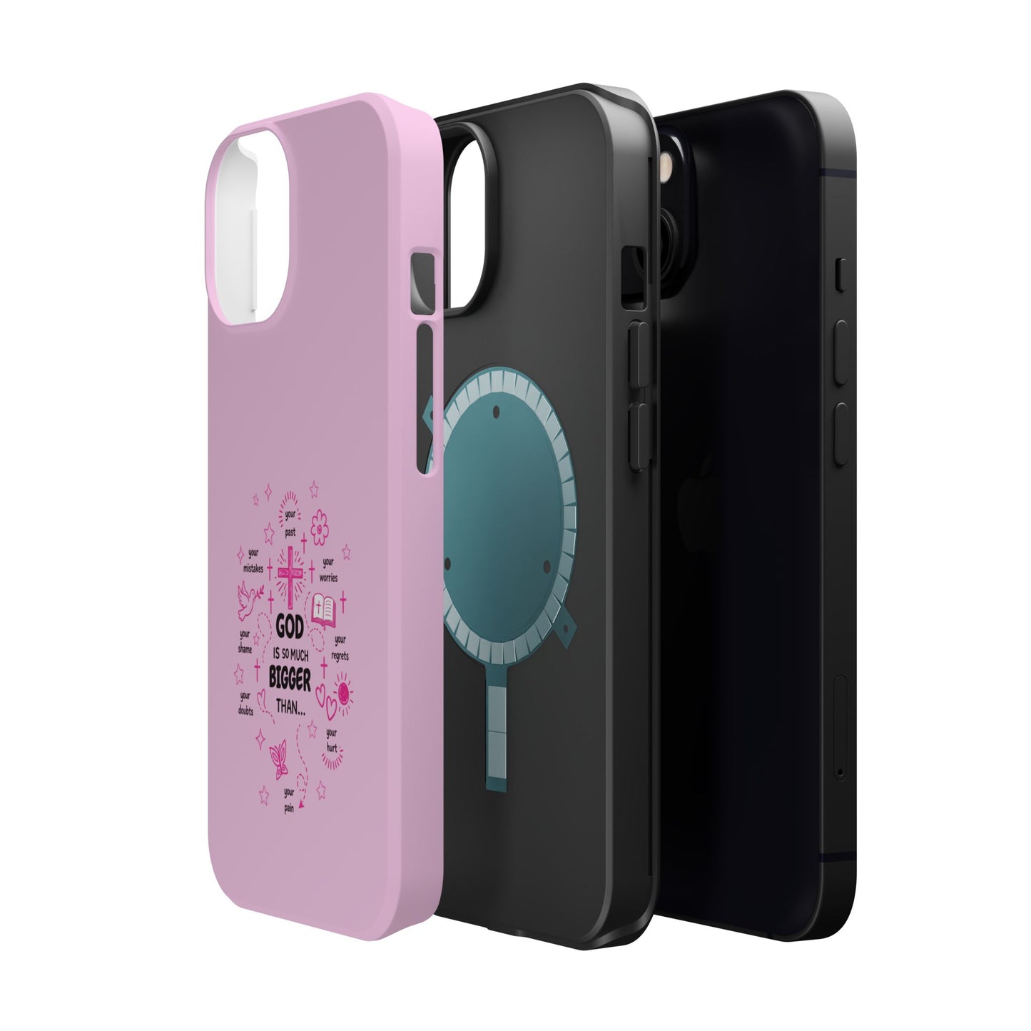 Pink Faith Phone Case — "God Is So Much Bigger Than..." Magnetic Impact-Resistant Case