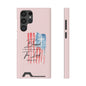 Blessed by the Lord Pink Phone Card Case — Psalm 33:12 Patriotic Christian Phone Case with Card Holder