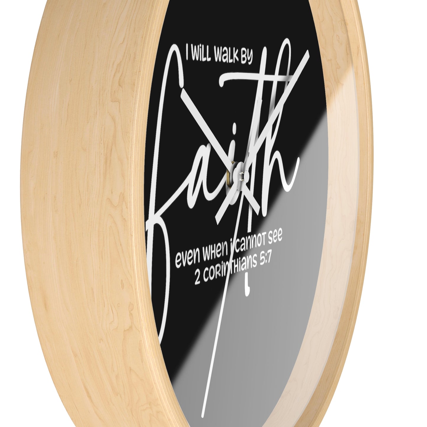 Faith Wall Clock — "I Will Walk by Faith" 2 Corinthians 5:7 Inspirational Christian Wall Clock